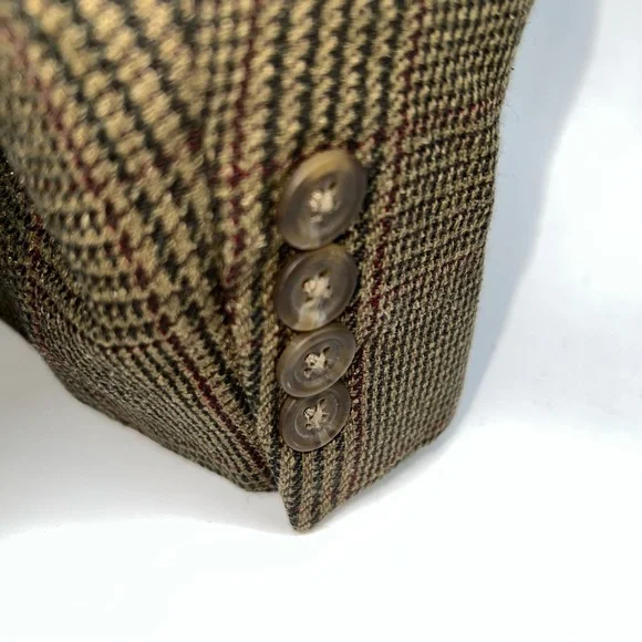 Ralph Lauren Men’s Polo University Club Brown Plaid Wool Tweed 2 Button Blazer